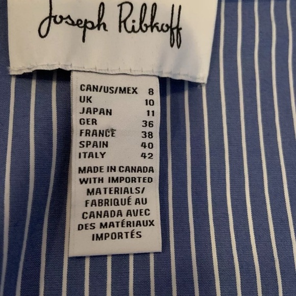 Joseph Ribkoff Woman’s Size 8 Blue & White Striped Button Down With Tie - Picture 10 of 12